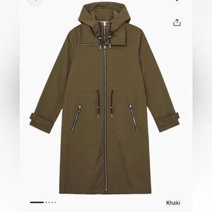 Reiss Alizeh Olive Hooded Raincoat Size 6 NWOT